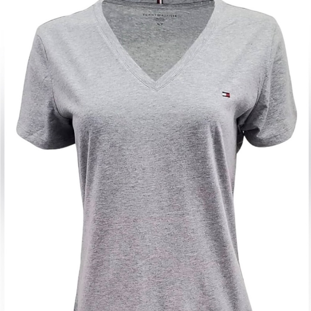 Tommy Hilfiger Women's Heather Gray V-Neck Tee